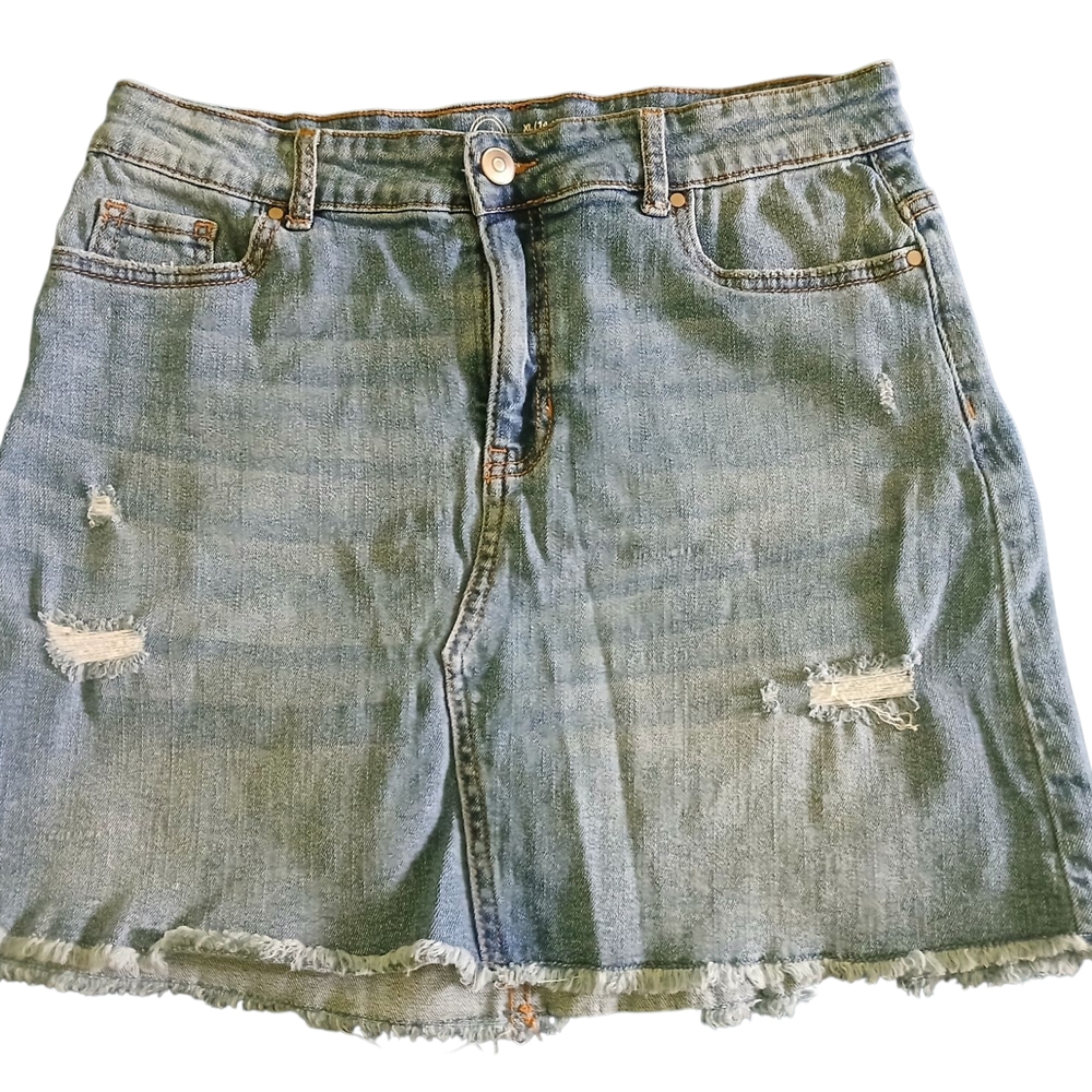 Girls Wonder Nation Distressed Denim Mini Skirt Size 14-16